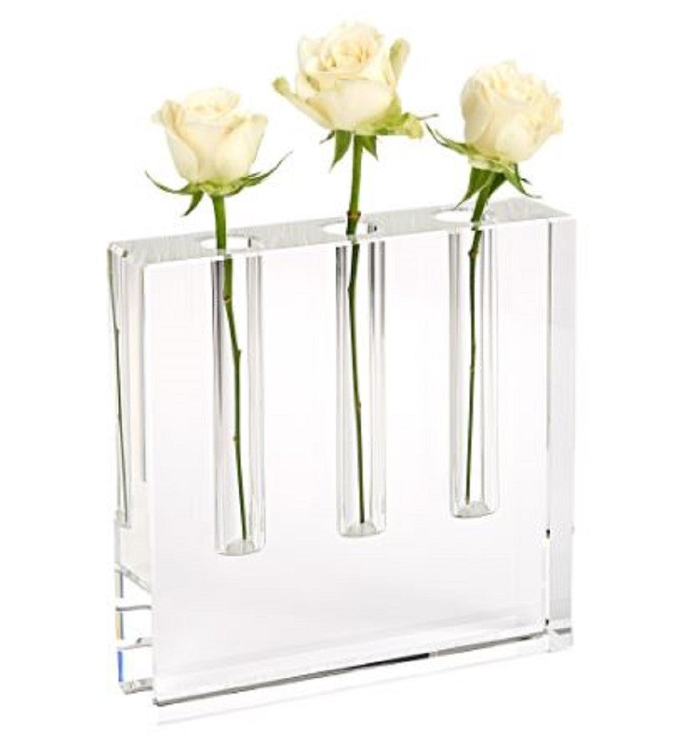 Modern Clear Square Block Optical Crystal Vase - 99fab 