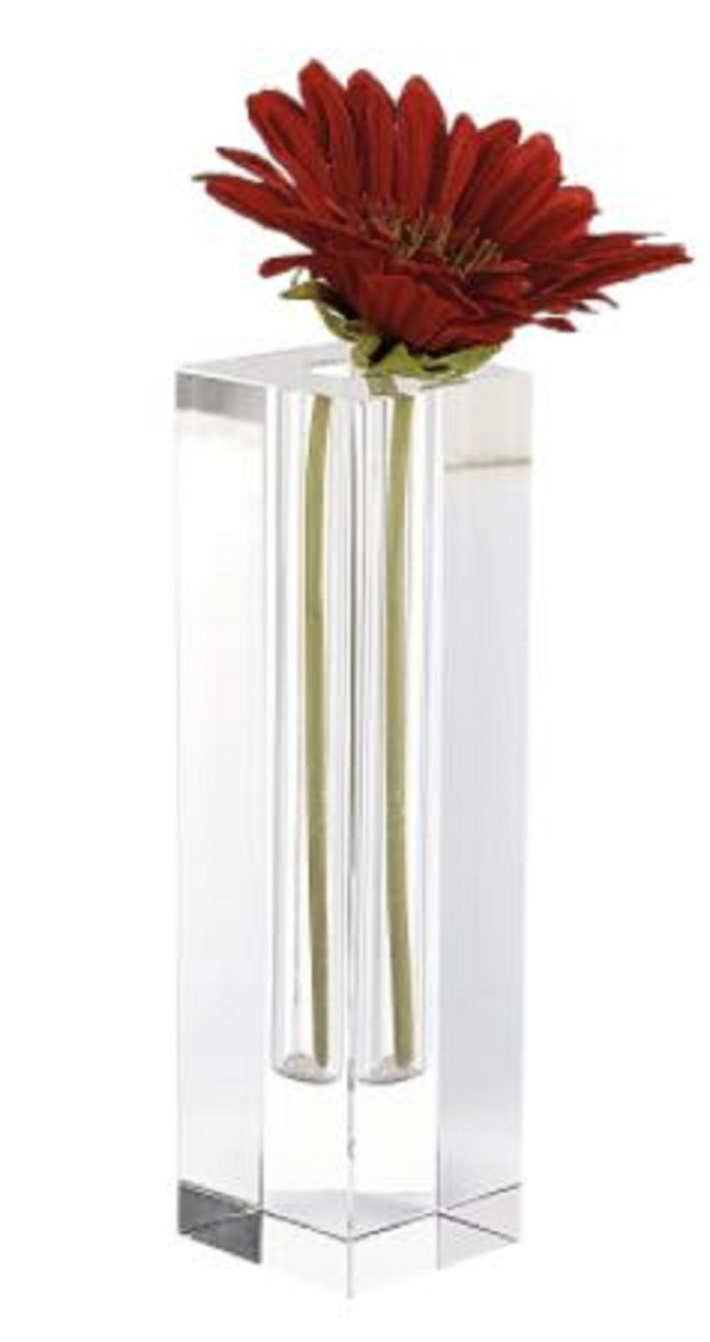 Modern Clear Tall Block Optical Crystal Vase - 99fab 