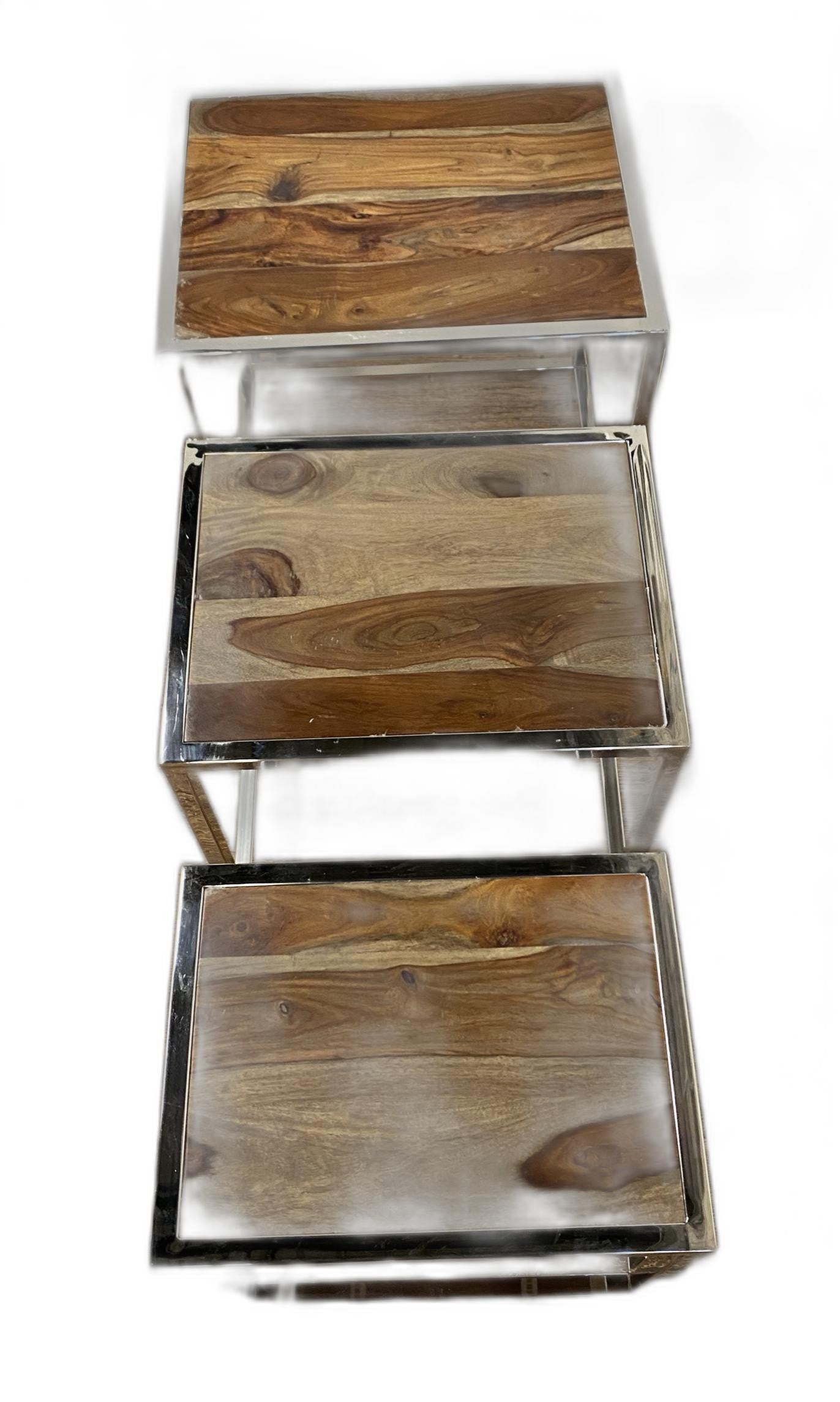 Set Of 3 Modern Rustic Nesting Tables