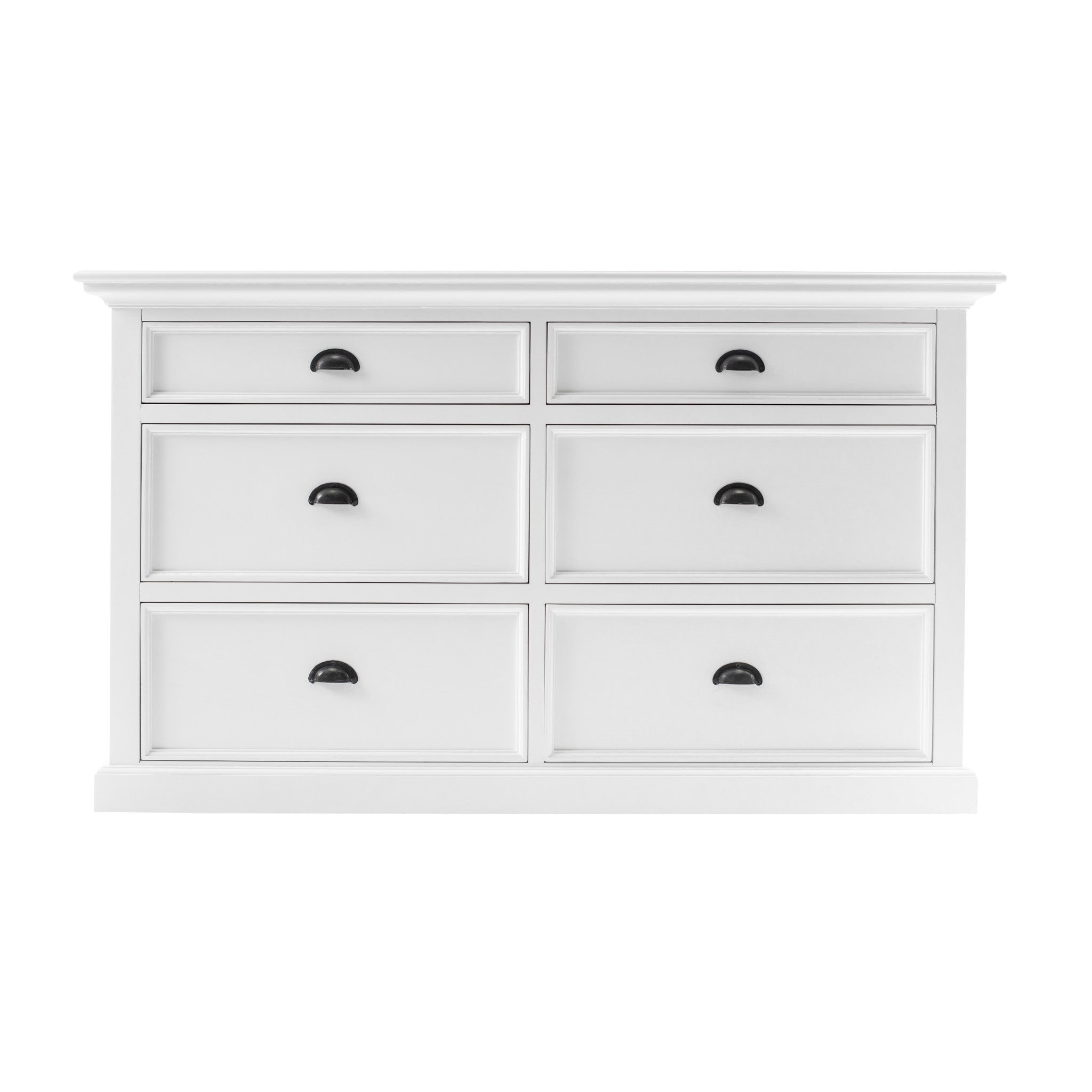 57" White Solid Wood Six Drawer Sideboard