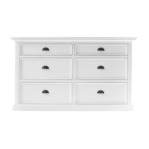 57" White Solid Wood Six Drawer Sideboard