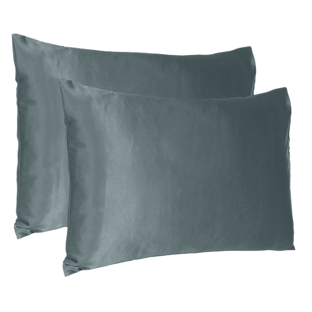 Gray Dreamy Set Of 2 Silky Satin King Pillowcases - 99fab 