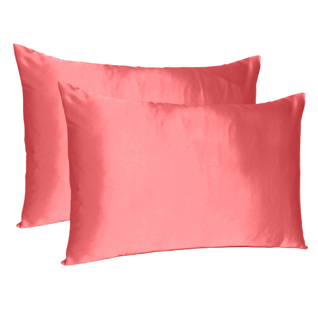 Coral Dreamy Set Of 2 Silky Satin King Pillowcases - 99fab 