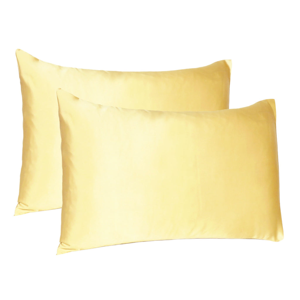 Gold Dreamy Set Of 2 Silky Satin King Pillowcases - 99fab 