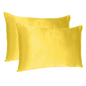 Lemon Dreamy Set Of 2 Silky Satin Standard Pillowcases