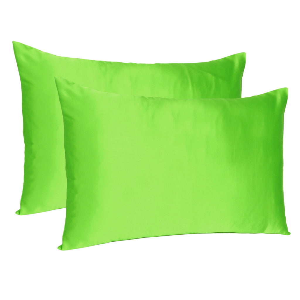 Bright Green Dreamy Set Of 2 Silky Satin Standard Pillowcases - 99fab 