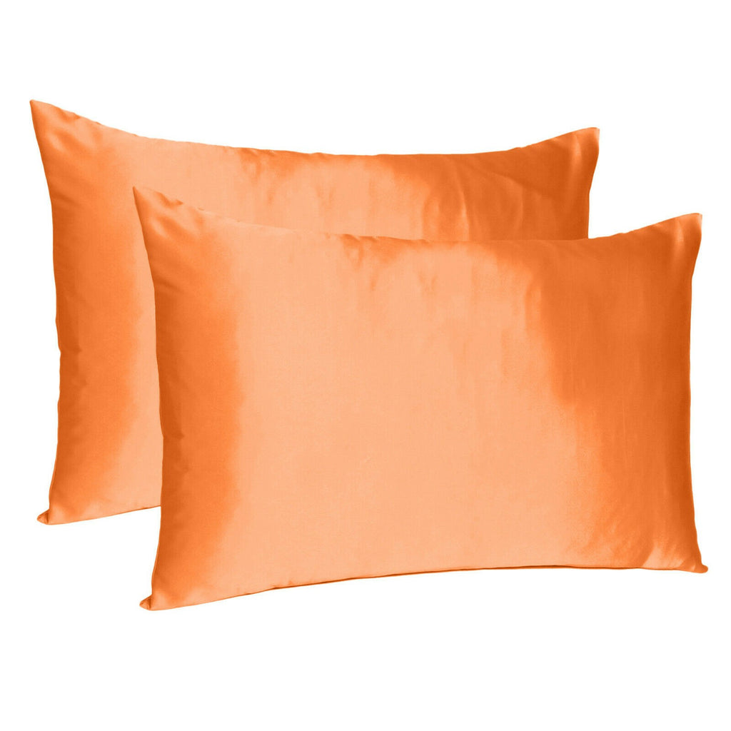 Orange Dreamy Set Of 2 Silky Satin Standard Pillowcases - 99fab 