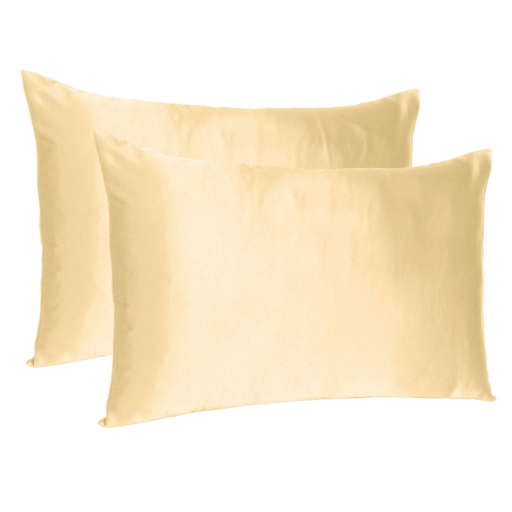 Pale Peach Dreamy Set Of 2 Silky Satin Standard Pillowcases - 99fab 