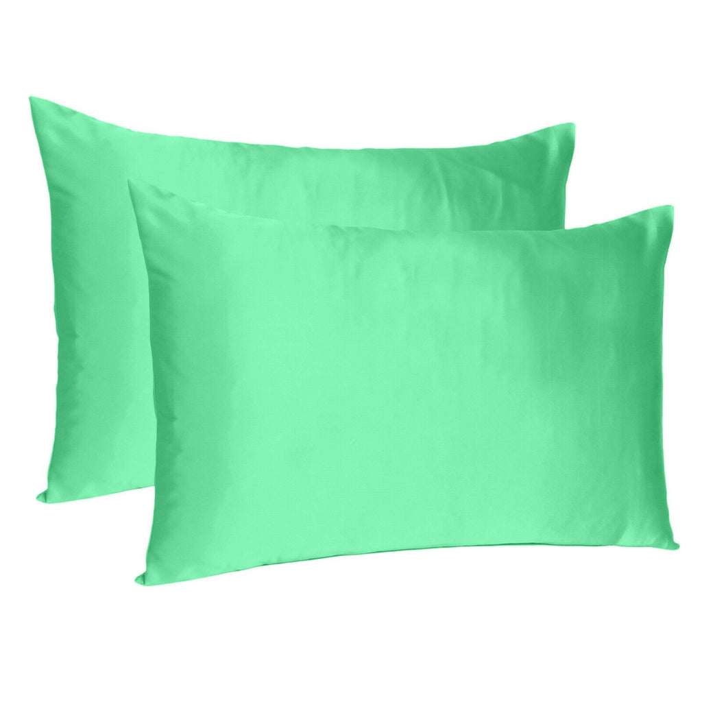 Green Dreamy Set Of 2 Silky Satin Standard Pillowcases - 99fab 