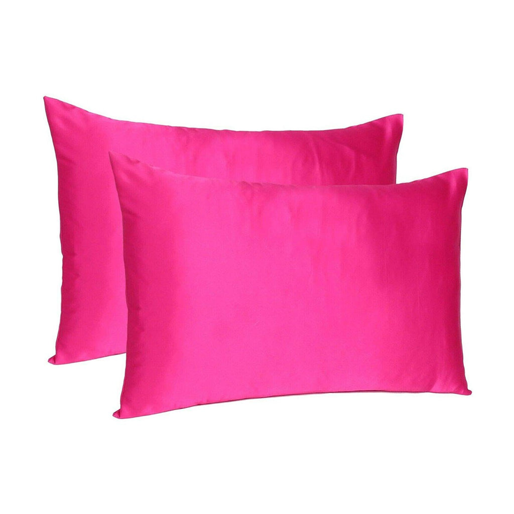 Fuchsia Dreamy Set Of 2 Silky Satin Standard Pillowcases - 99fab 