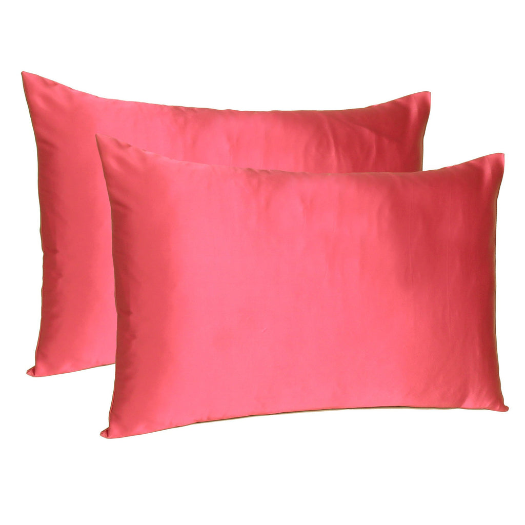 Poppy Red Dreamy Set Of 2 Silky Satin Standard Pillowcases - 99fab 