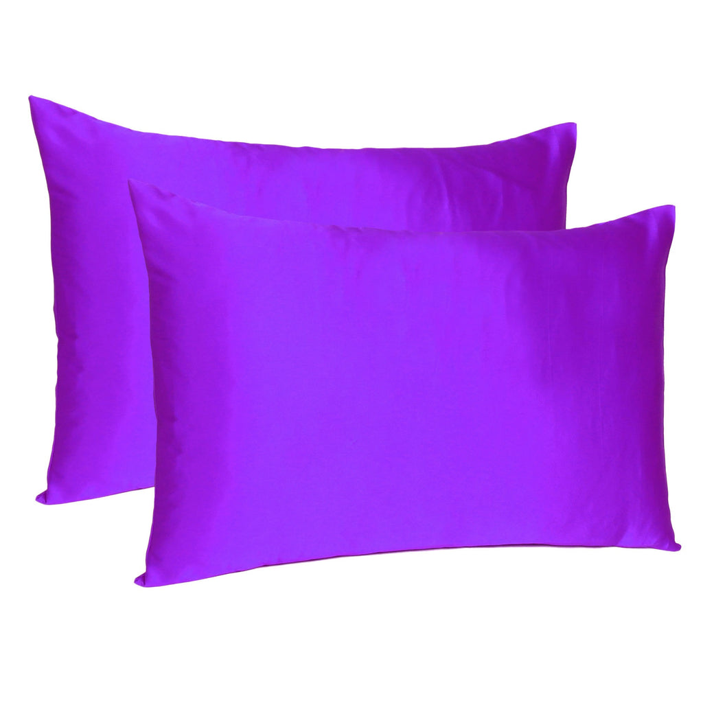 Bright Purple Dreamy Set Of 2 Silky Satin Standard Pillowcases - 99fab 