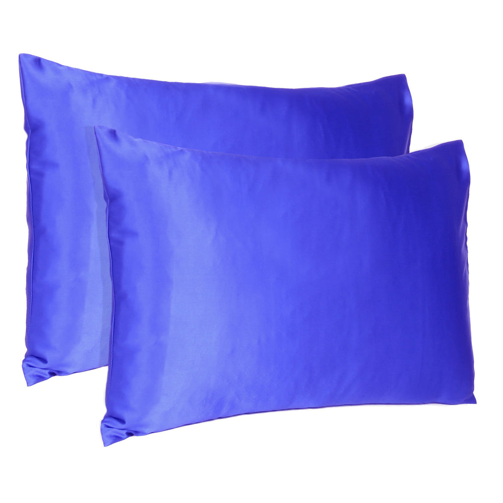 Royal Blue Dreamy Set Of 2 Silky Satin Standard Pillowcases - 99fab 