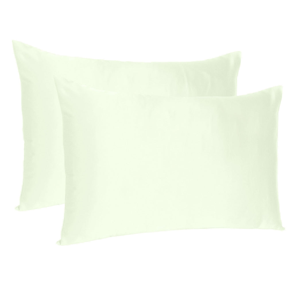 Ivory Dreamy Set Of 2 Silky Satin Standard Pillowcases - 99fab 