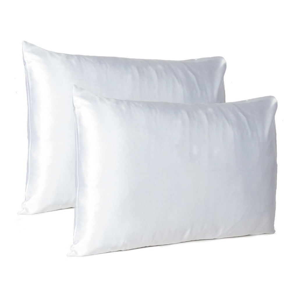 White Dreamy Set Of 2 Silky Satin Standard Pillowcases - 99fab 