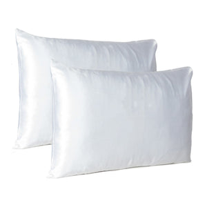 White Dreamy Set Of 2 Silky Satin Standard Pillowcases