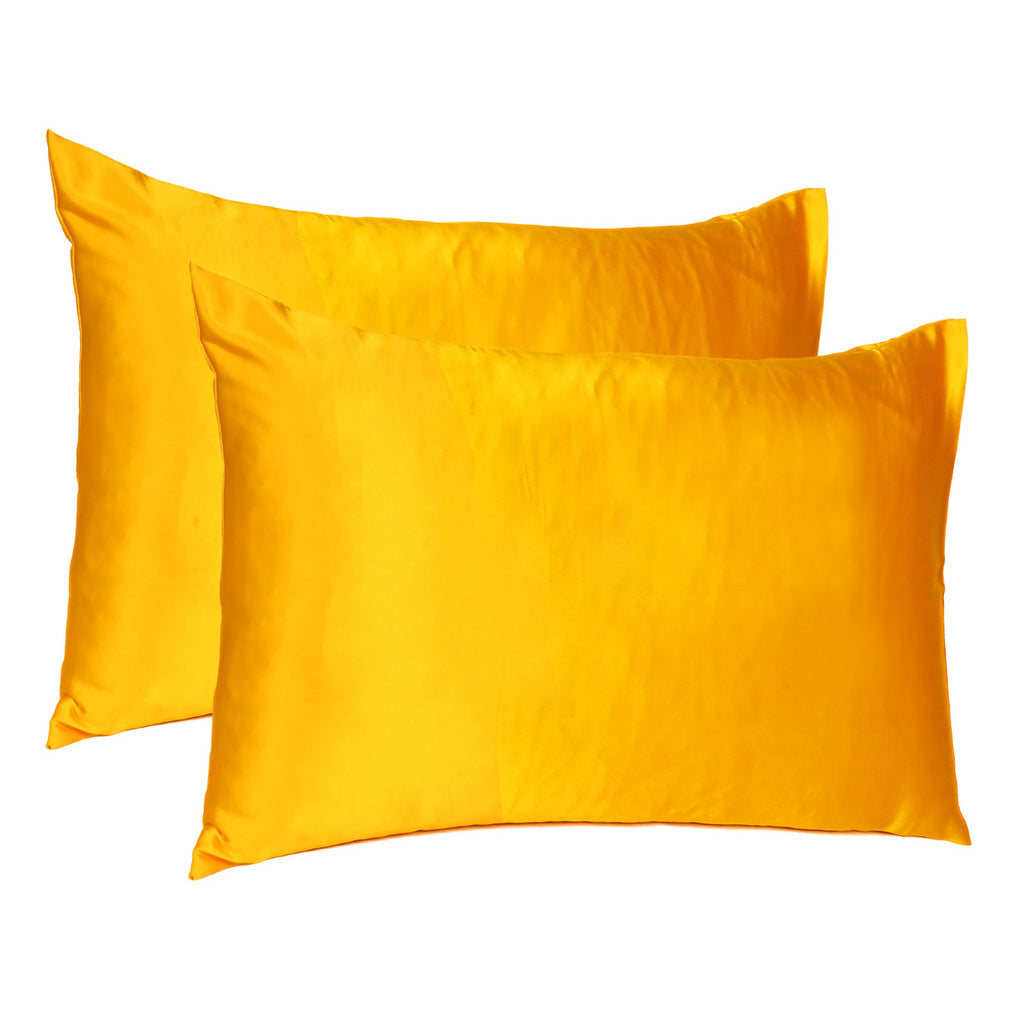 Goldenrod Dreamy Set Of 2 Silky Satin Standard Pillowcases - 99fab 