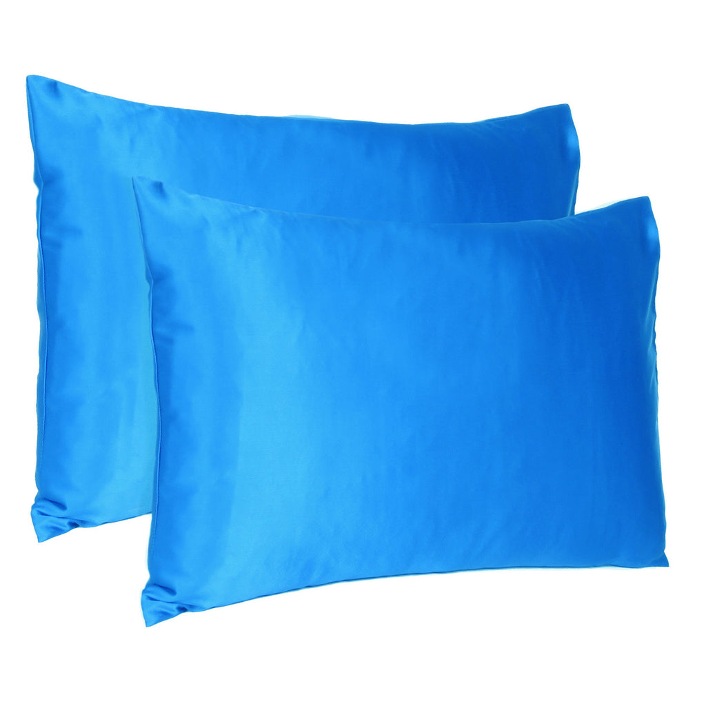 Blue Dreamy Set Of 2 Silky Satin Queen Pillowcases - 99fab 