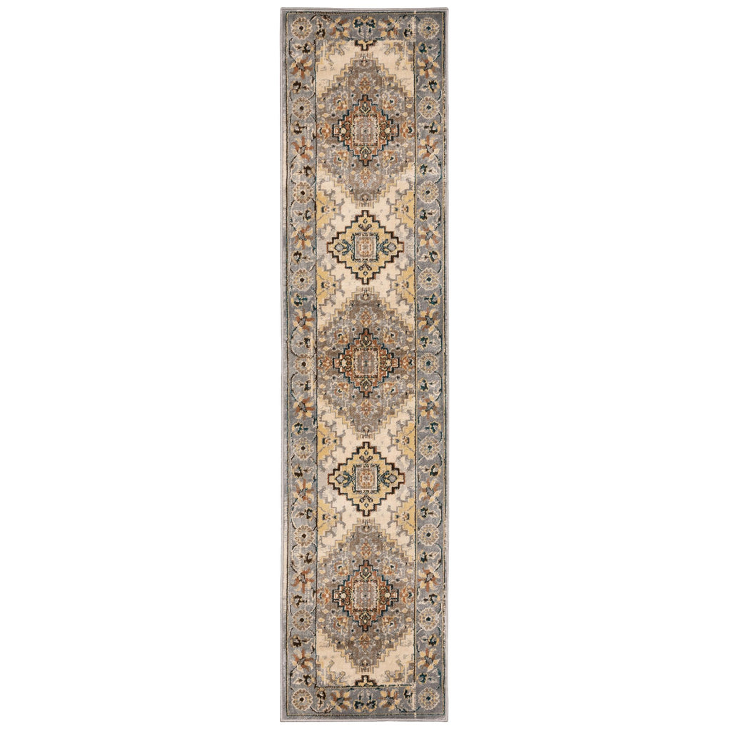 2’ X 8’ Gray And Beige Aztec Pattern Runner Rug - 99fab 