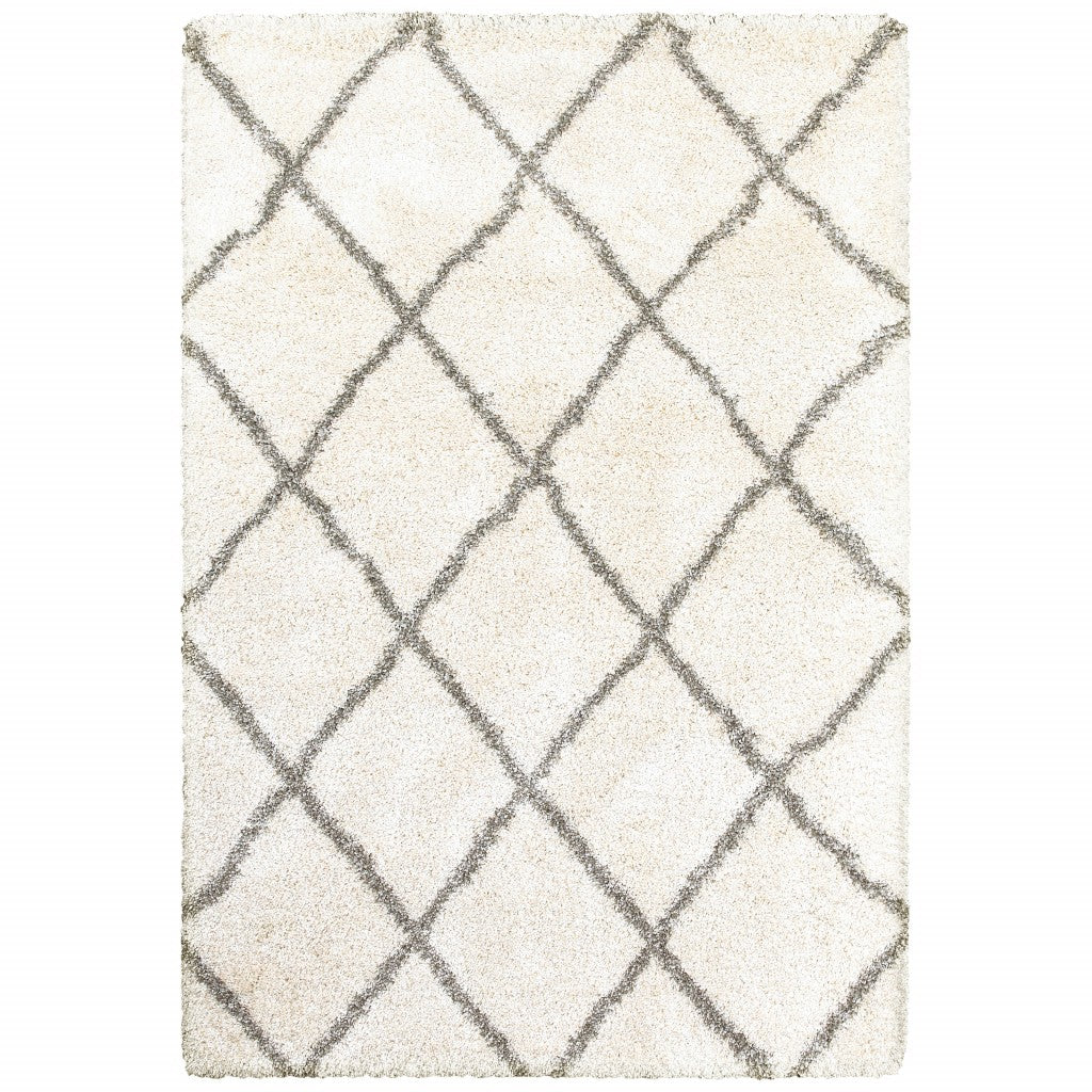 2’ X 3’ Ivory And Gray Geometric Lattice Scatter Rug - 99fab 