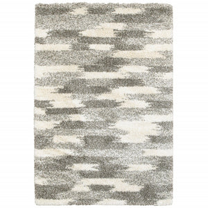 2’ X 3’ Gray And Ivory Geometric Pattern Scatter Rug