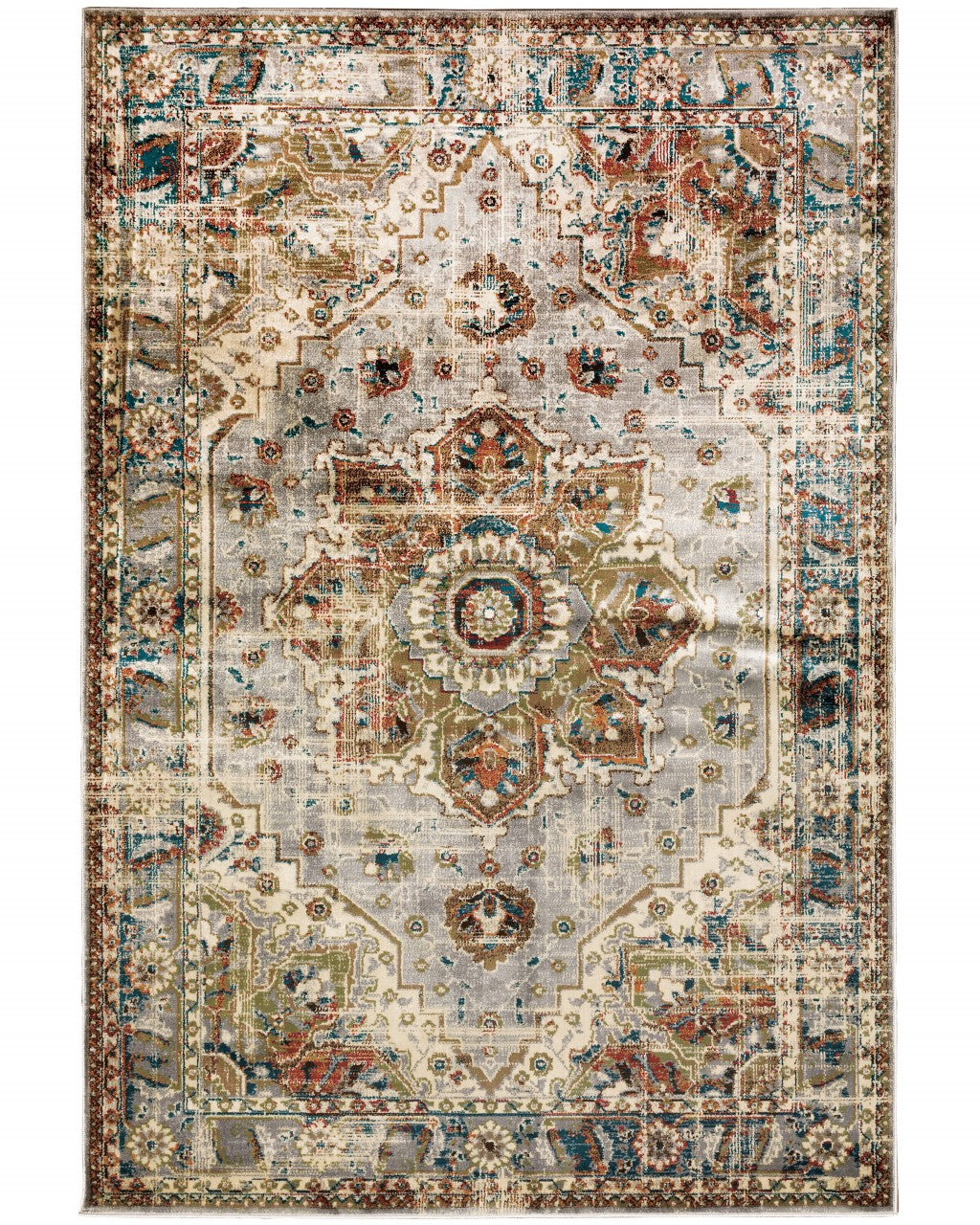 5’ X 7’ Gray And Rust Distressed Medallion Area Rug - 99fab 