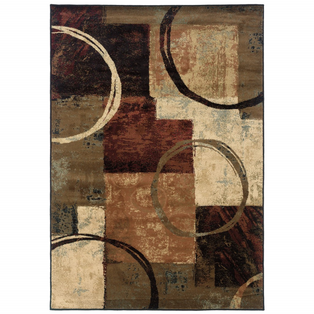 4’ X 6’ Brown And Black Abstract Geometric Area Rug - 99fab 