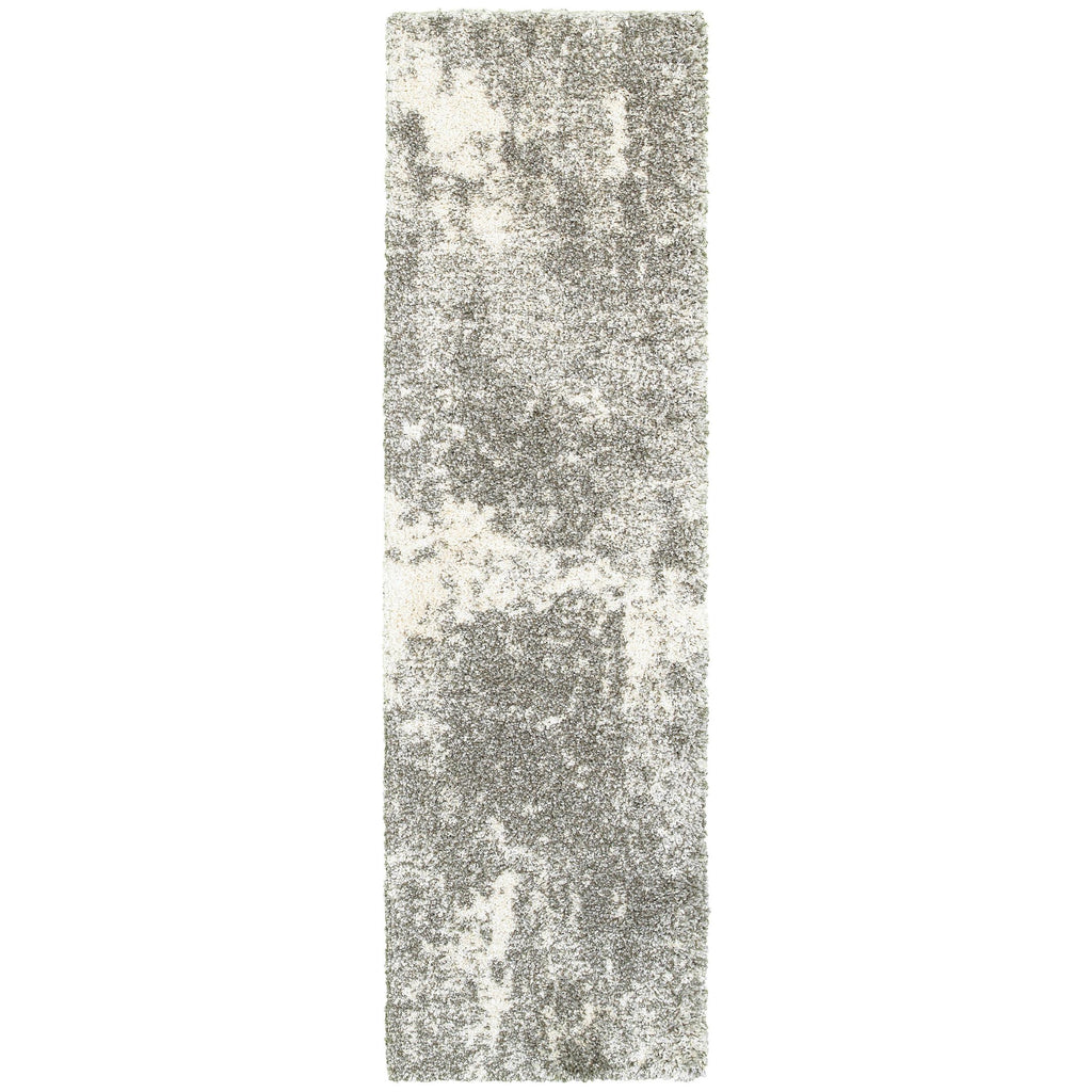 2’ X 8’ Gray And Ivory Distressed Abstract Runner Rug - 99fab 