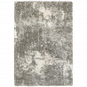 5’ X 8’ Gray And Ivory Distressed Abstract Area Rug