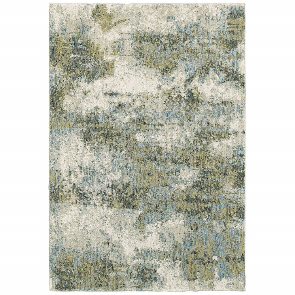 2’ X 3’ Blue And Sage Distressed Waves Indoor Scatter Rug - 99fab 