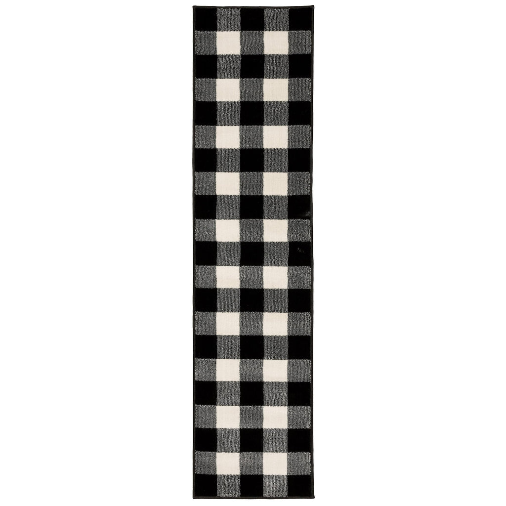 2’ X 8’ Monochromatic Gingham Pattern Indoor Runner Rug - 99fab 