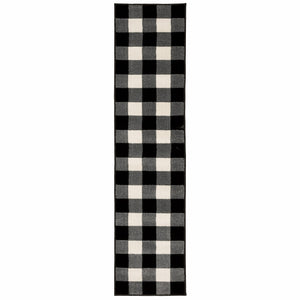 2’ X 8’ Monochromatic Gingham Pattern Indoor Runner Rug