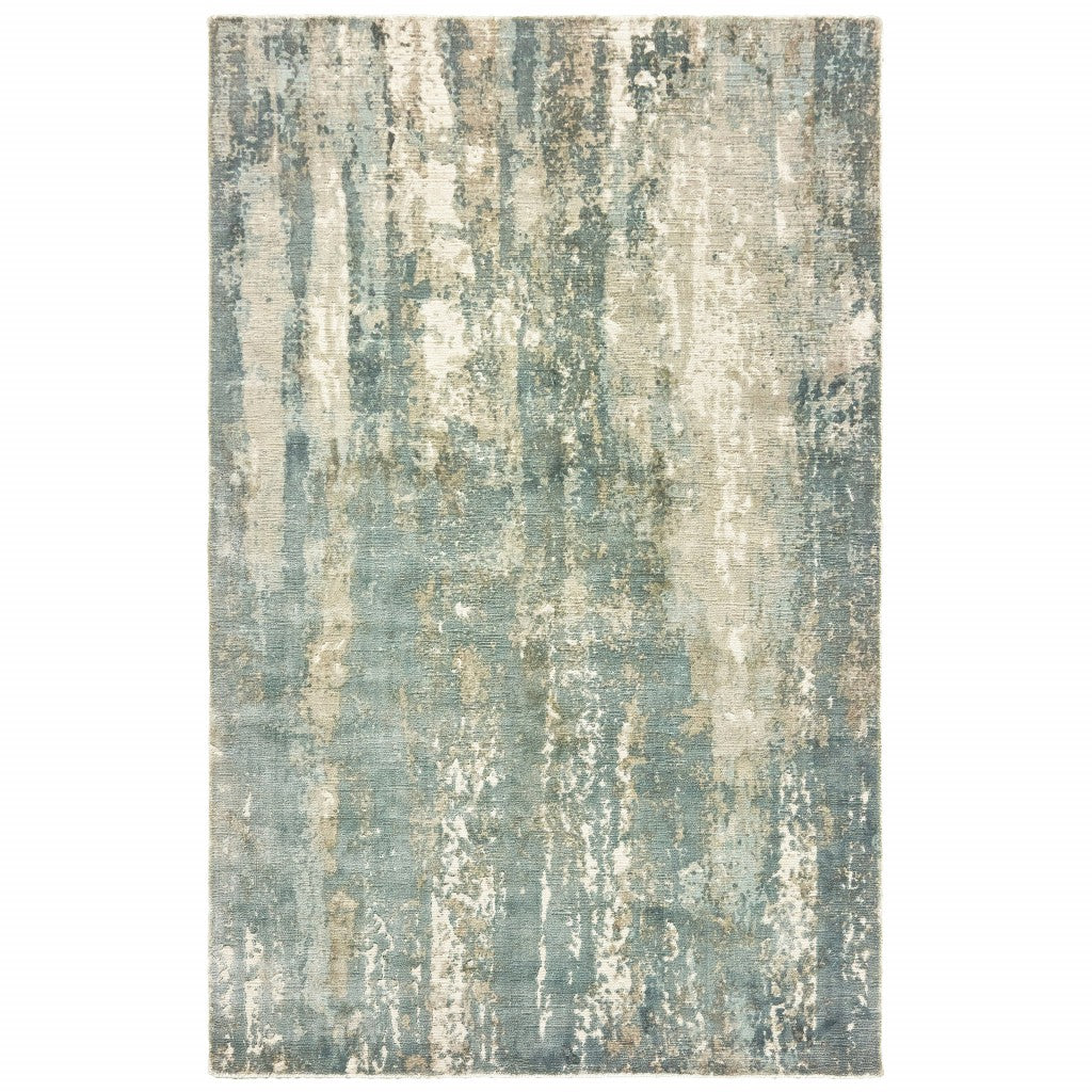 9’ X 12’ Blue And Gray Abstract Splash Indoor Area Rug - 99fab 