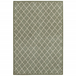 7’ X 10’ Gray And Ivory Diamond Indoor Area Rug