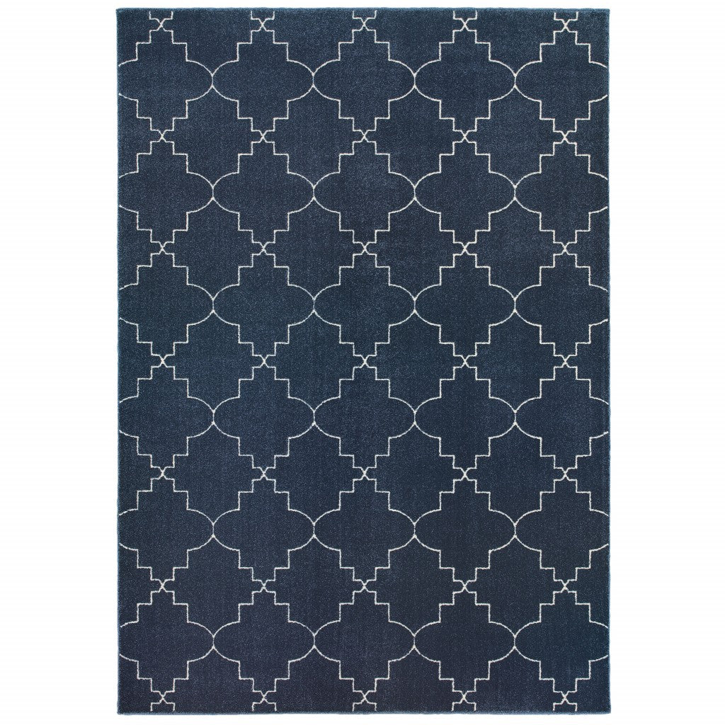 4’ X 6’ Blue And Ivory Trellis Indoor Area Rug - 99fab 