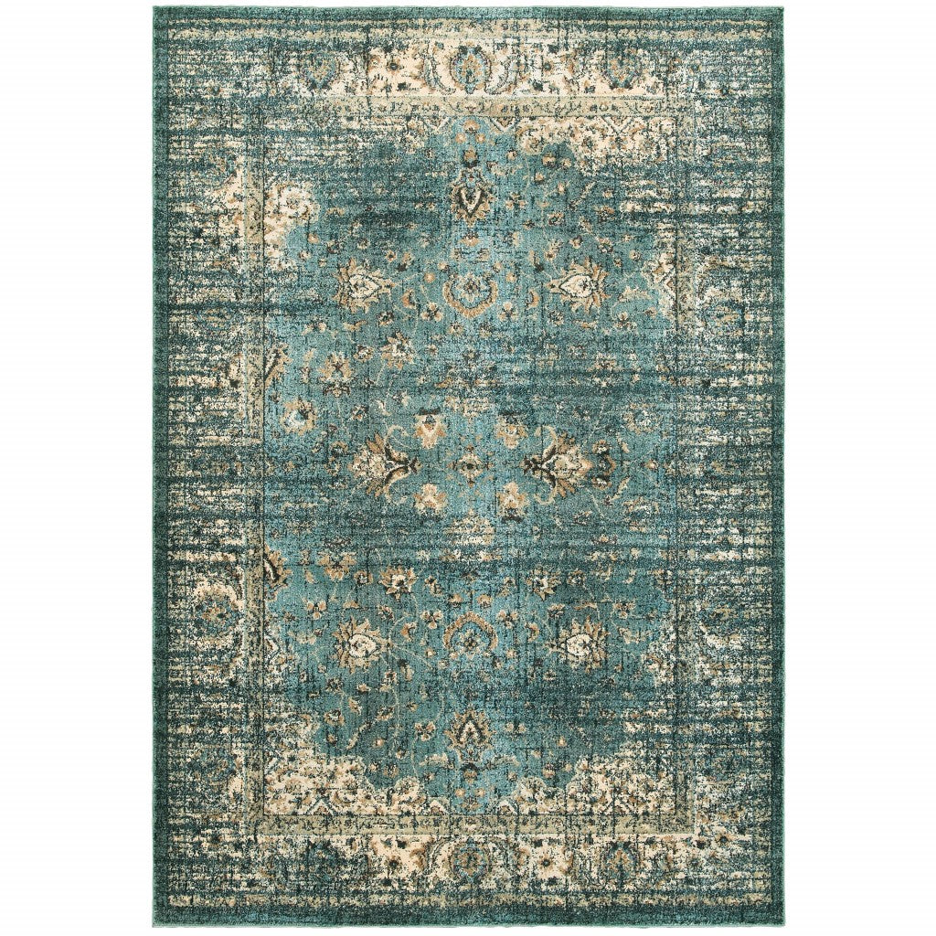 4’ X 6’ Peacock Blue And Ivory Indoor Area Rug - 99fab 