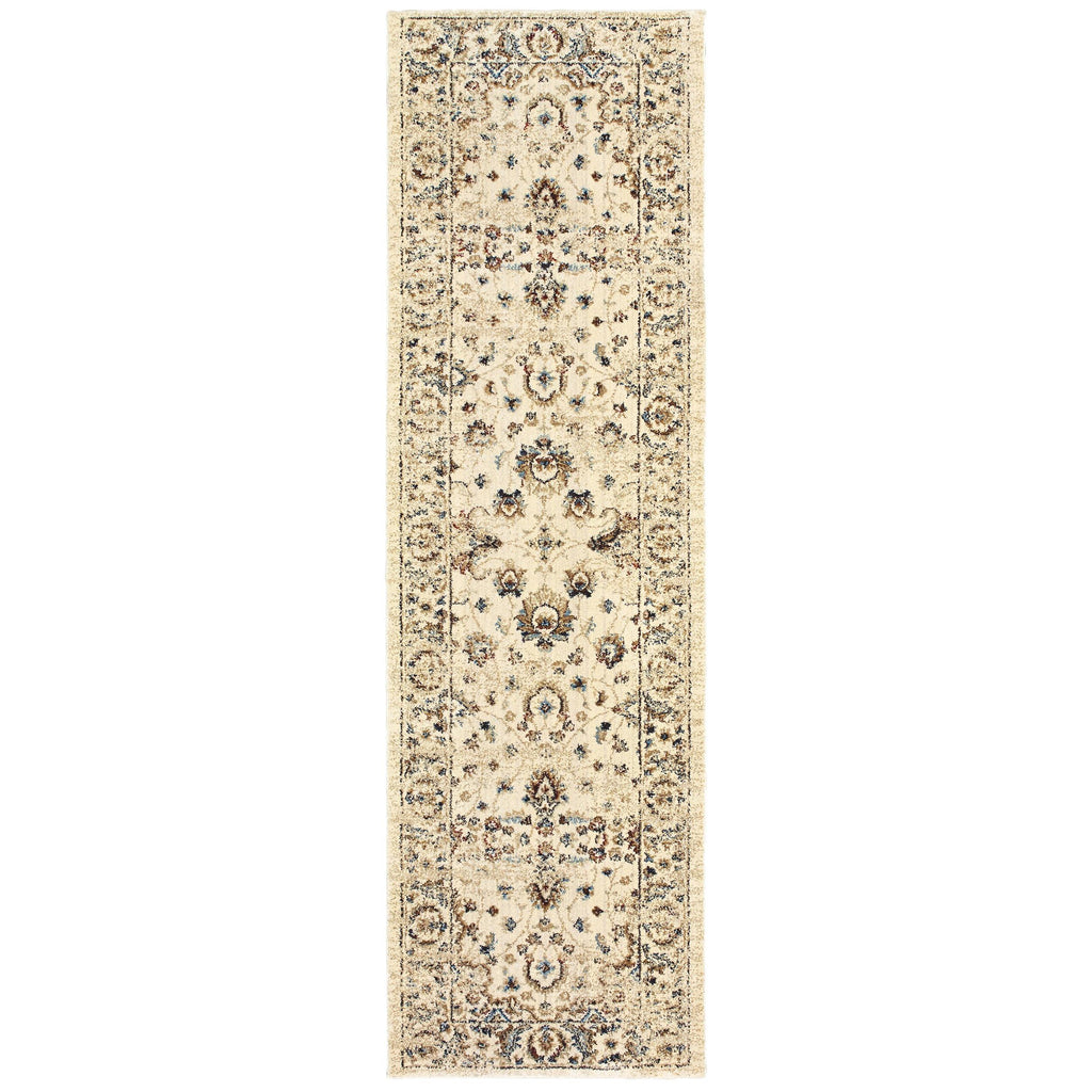 2’ X 8’ Ivory And Gold Distressed Indoor Runner Rug - 99fab 