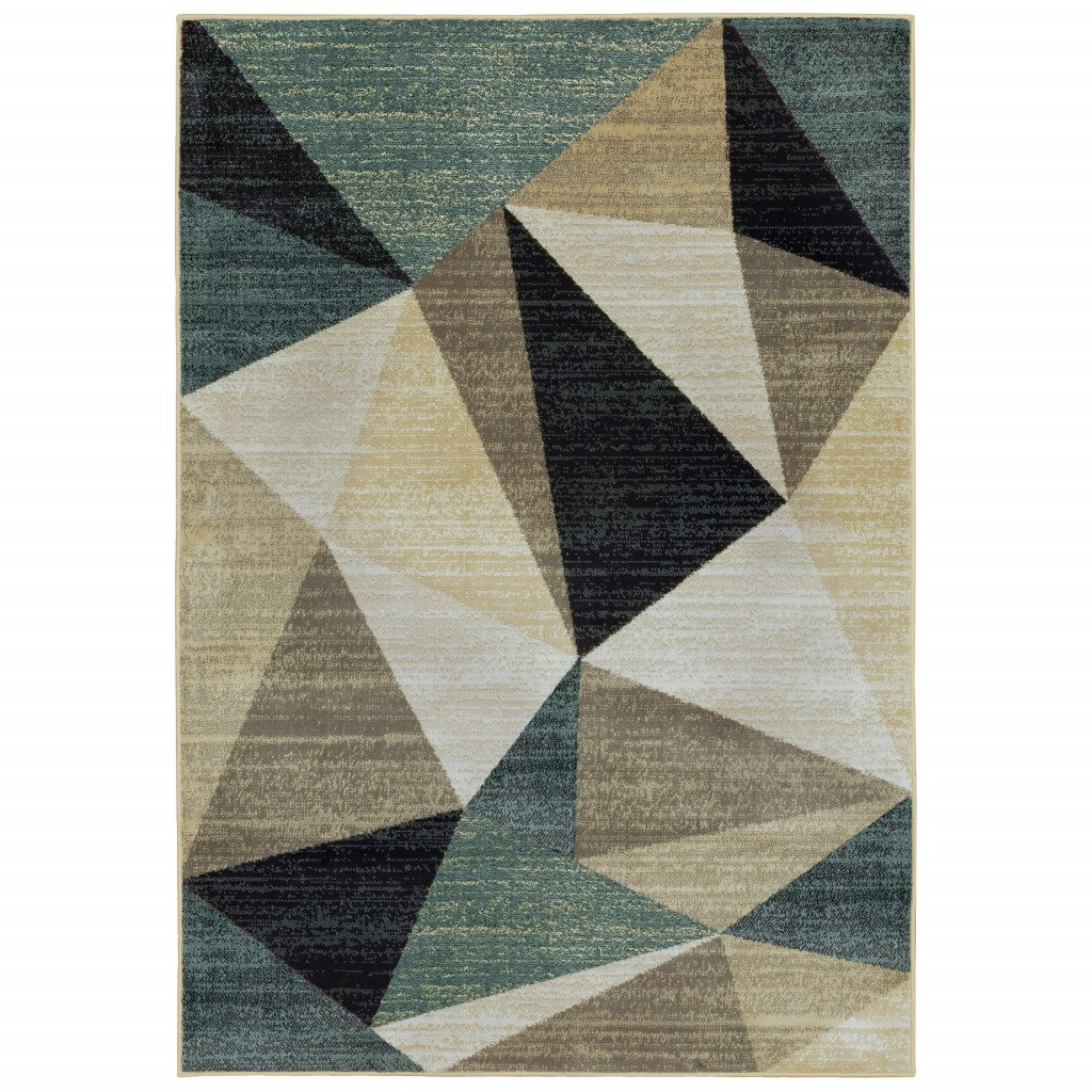 4’ X 6’ Gray And Teal Geometrics Indoor Area Rug - 99fab 