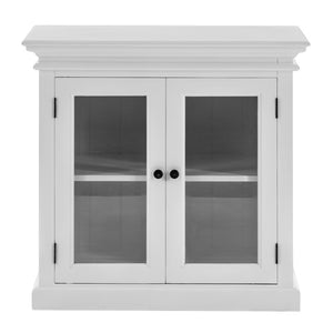 Modern Farm White Glass Door Accent Cabinet