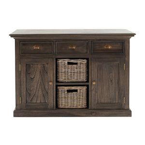 Modern Farmhouse Espresso Wash Large Accent Cabinet With Baskets