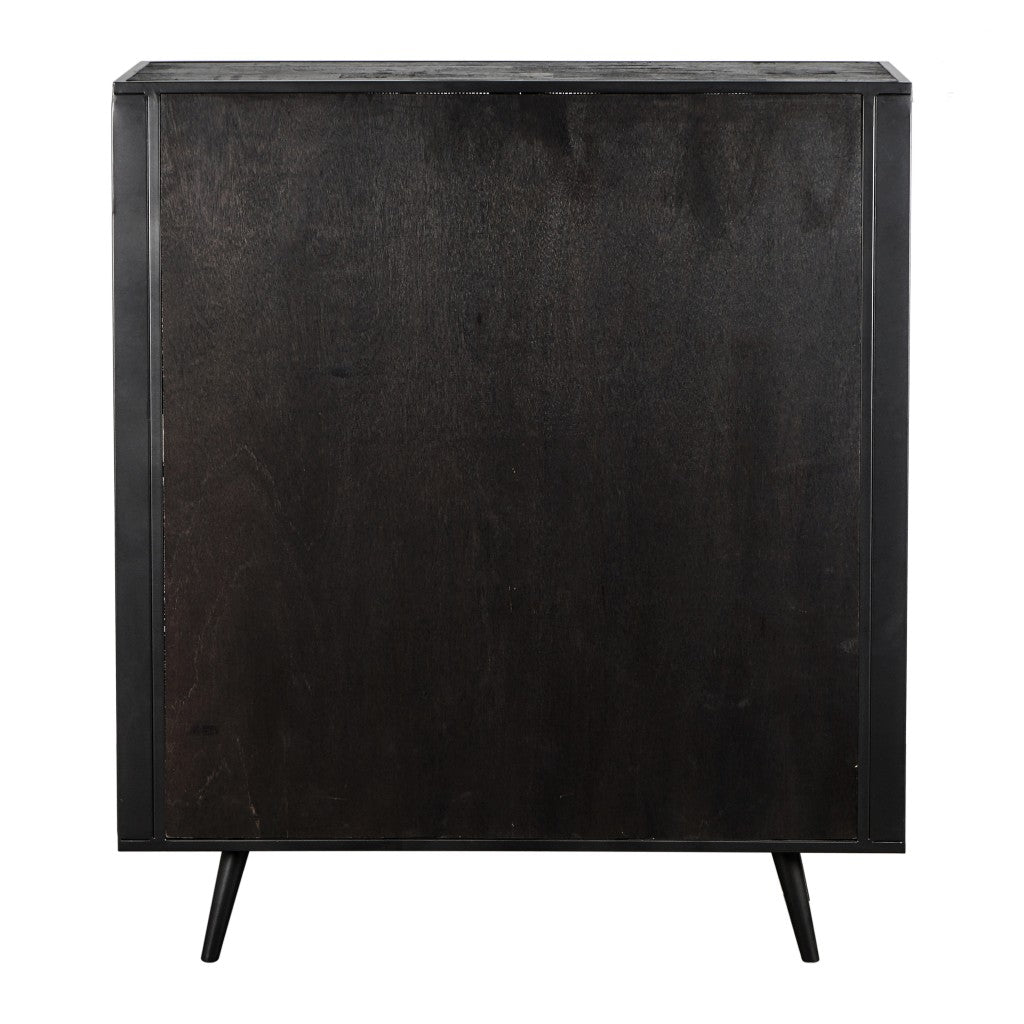 Modern Rustic Black Rattan Double Decker Accent Cabinet - 99fab 