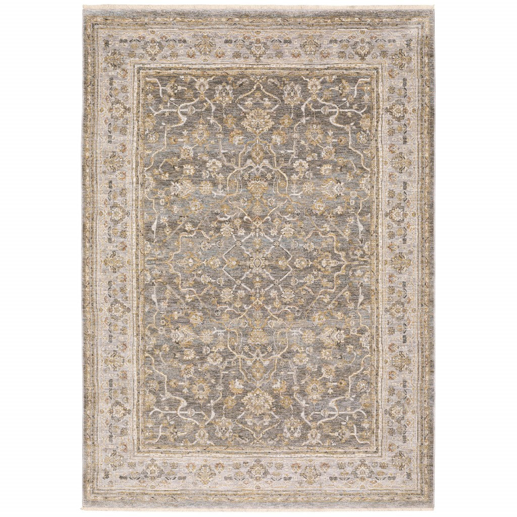 5' X 8' Beige Grey Machine Woven Oriental Indoor Arean Rug - 99fab 