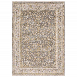 5' X 8' Beige Grey Machine Woven Oriental Indoor Arean Rug