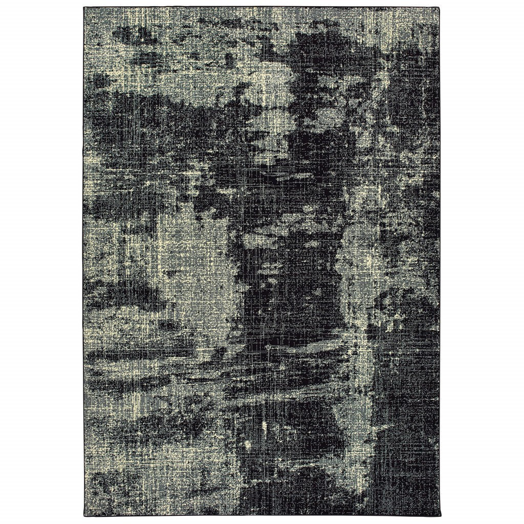 6' X 9' Black Ivory Machine Woven Abstract Indoor Area Rug - 99fab 