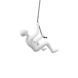 6" White Unique Climbing Man Wall Art