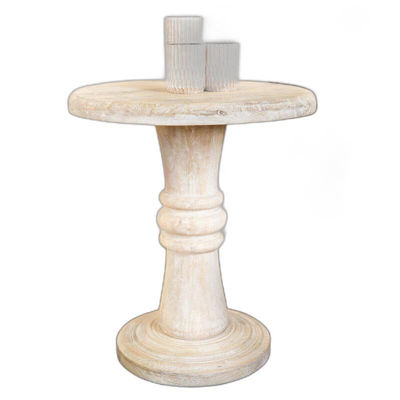 Rustic Natural Turned Pedestal End Table - 99fab 