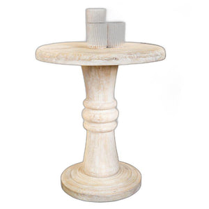 Rustic Natural Turned Pedestal End Table