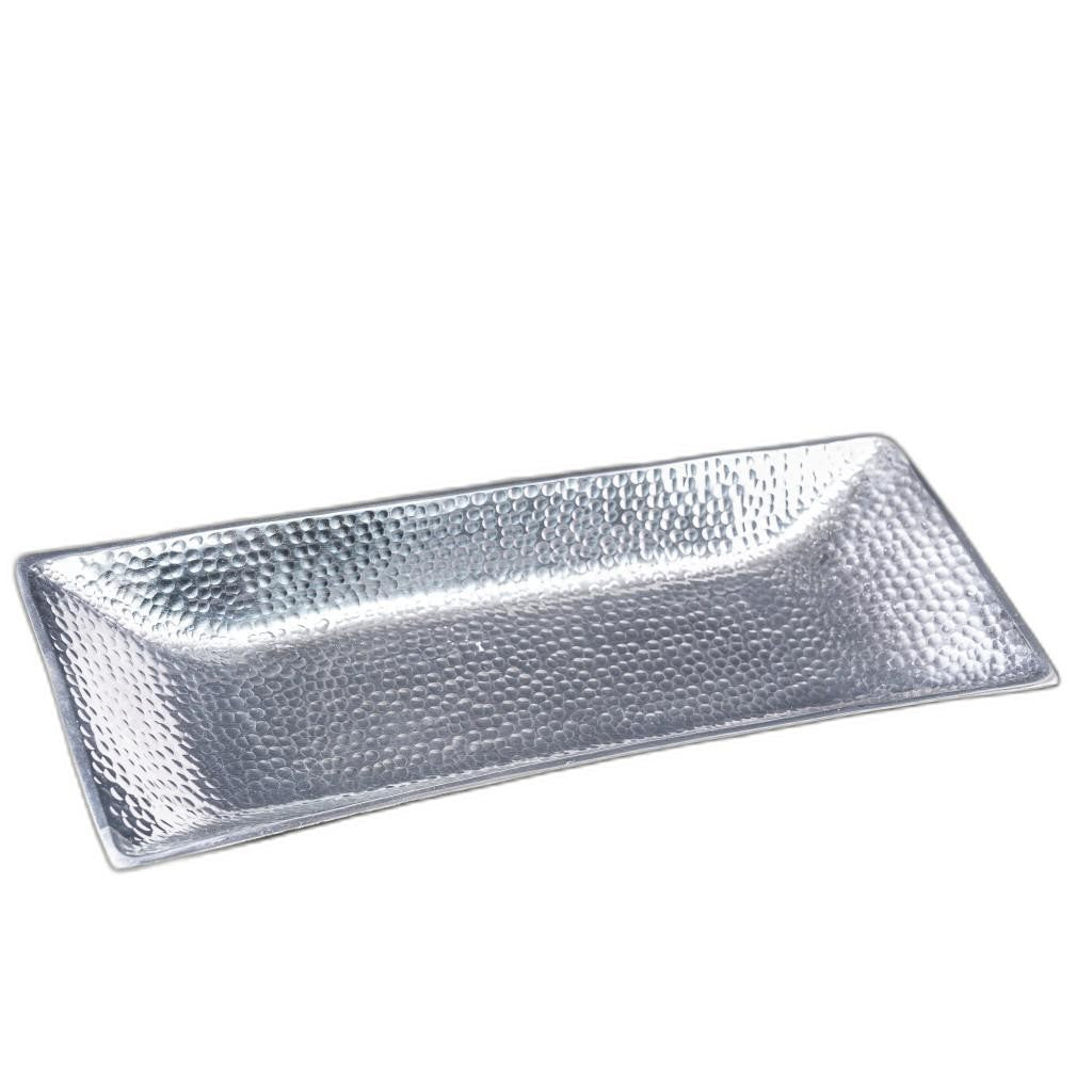 Silver Hammered Rectangle Serving Tray - 99fab 