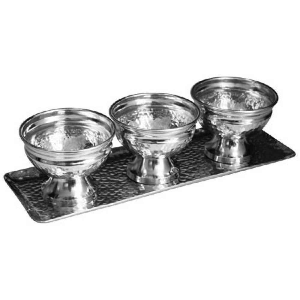 Hammered Serving Tray With Oblong Bowls - 99fab 