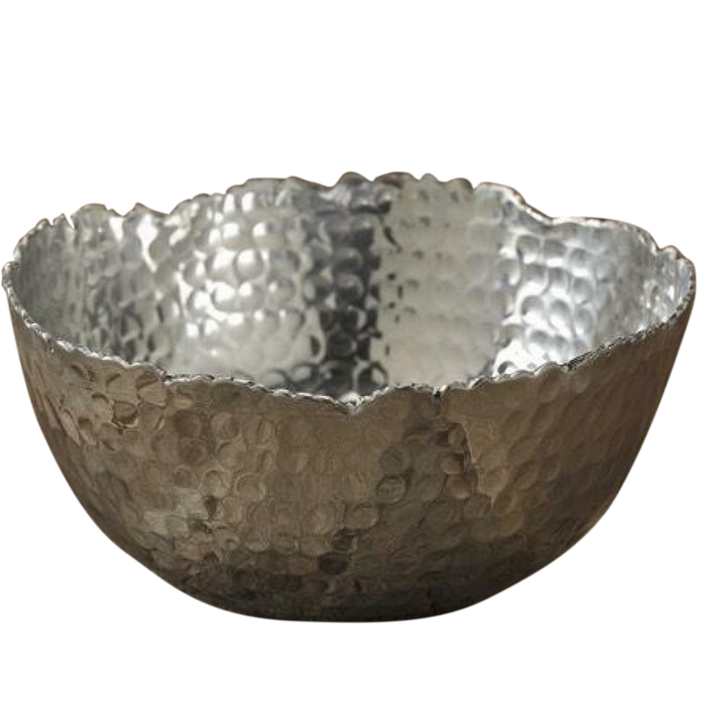 Silver Steel Modern Hammered Cut Bowl - 99fab 